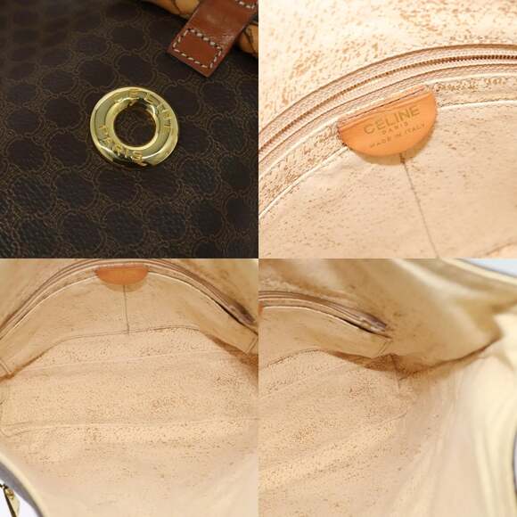 CELINE Macadam Canvas Backpack Pvc Leather Brown Gold - Picture 11 of 12